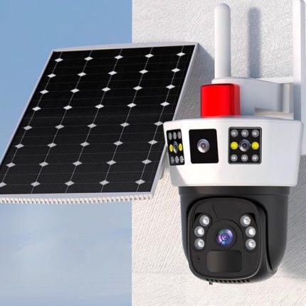 güneş Enerjili Güvenlik kamerası, Kablosuz 4G güneş Güvenlik kamerası, çift Lens 2K Renkli Gece görüşü PIR Hareket Algılama Ev Gözetim Için Yerleşik güneş Paneli Ile