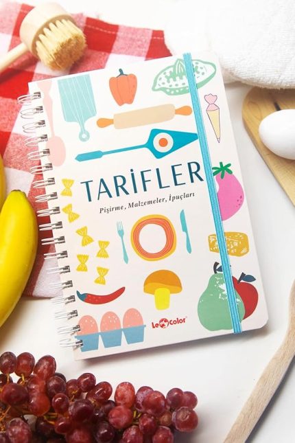 COLOR Yemek Tarif Defteri Görselli Spiralli Bej