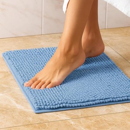 Mikrofiber Banyo Paspası – Su Emici, Modern ve Yumuşak Banyo Halısı (Mavi)