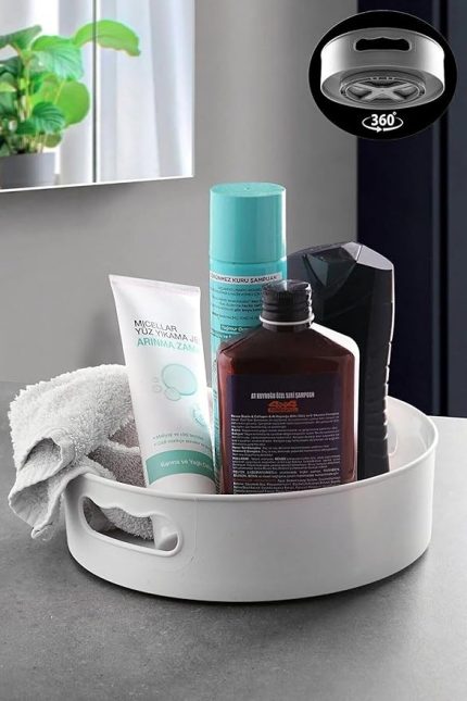 Kitchen 360 Derece Dönen Banyo&buzdolabı Düzenleyici Tepsi beyaz 20 x 20