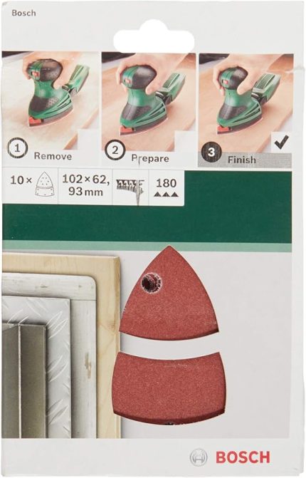 Multi Zımpara Kağıdı 10'lu, 102 x 62/93 mm 180 Kum 11 Delik