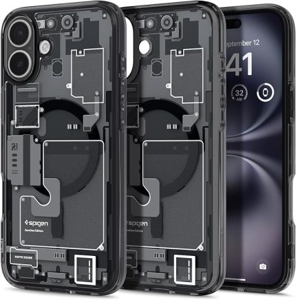 iPhone 16 ince MagSafe Kılıf Ultra Hybrid Sararma Karşıtı DuraClear™ Hava Kanalı Teknolojisi™ Askeri Sınıf Koruma MagFit Zero One Black Tasarım Kapak - ACS08208