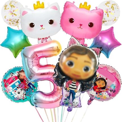 Gabys Dolhouse 10 Adet Balon Doğum Günü Seti, 5 Yaşında Kız Çocuğu, Gaby Doğum Günü Dekorasyonu Folyo Balon, Çocuk Doğum Günü, Doğum Günü Partisi Dekorasyon Balon Seti (5)
