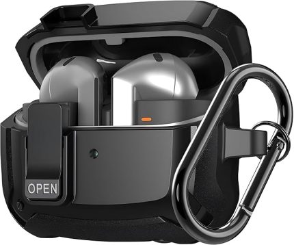 Samsung Galaxy Buds 3 Pro ve Buds 3 ile Uyumlu Mandallı Kapak Kilit Sistemli Mat Dokulu Darbelere Dayanıklı Zırh Kılıf