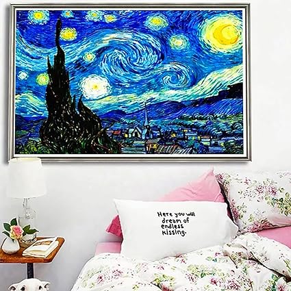 Elmas Boyama Kiti DIY 5D Tam Elmas Büyük Boy Van Gogh Yıldızlı Gece Mozaik Çapraz Dikiş Oturma Odası için Duvar Süslemeleri 90x60cm - Görsel 2