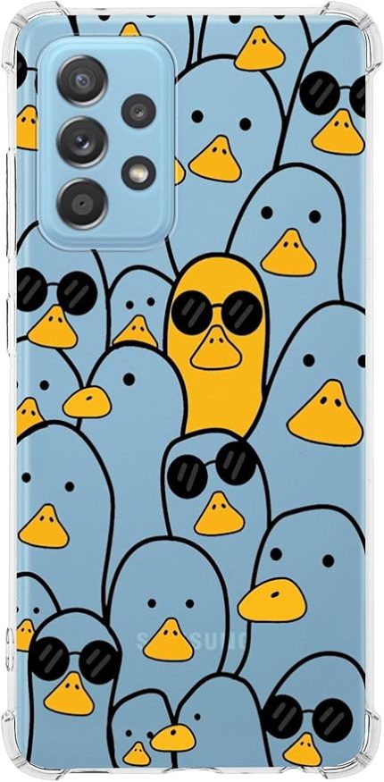 Samsung Galaxy A23 Uyumlu Köşe Korumalı Antişok Kapak Duck Tasarımlı Şeffaf Kılıf
