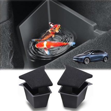 Tesla Model Y Juniper 2025 2026 bagaj düzenleyici, TPE su geçirmez saklama kutusu, bagaj tarafı için raf, flok kapaklı, 2025 Tesla Model Y aksesuarı [2 adet]