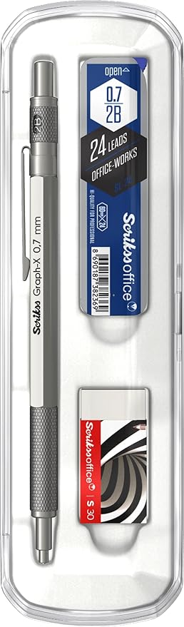 Office Graphx 3'lü Set Mekanik Kurşun Kalem Silgi Min Kurşun Gri 0.7 Mm