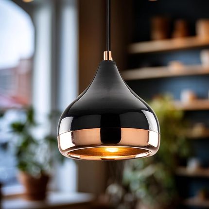 Tekli Sarkıt Aydınlatma Metal Gövde Bakır Kaplama, Ev, Ofis, Cafe, Restoran Avizeleri, E27 Duy