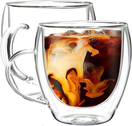 Home 2 Adet 250 Ml Çift Cidarlı Kupa Bardak,Kahve,Çay Ve Bitki Çayı İçin Borosilikat Kupa Termisil Kahve Bardağı,Kahve Çay Fincanı (2 Adet)