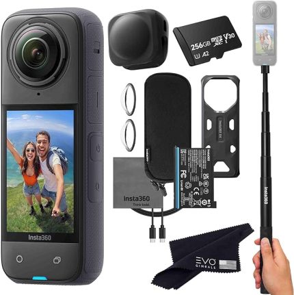 X4 Basic Bundle-8K Su Geçirmez 360 Aksiyon Kamerası, 1/2" 48MP Sensörler, 8K 360 HDR Video, 72MP 360 Fotoğraf, 4K Tek Lens | Paket Selfie Çubuğu, Lens Kapağı (256 GB) İçerir