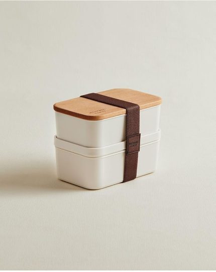 COCO Margot 500ml Ahşap Kapaklı Saklama Kabı, Soft Ekru, 500ml, 2'li