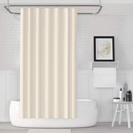 Home Krem Duşakabin Perdesi-Tek Kanat Banyo Perdesi, 180x200cm Polyester Kumaş Duş Perdeleri