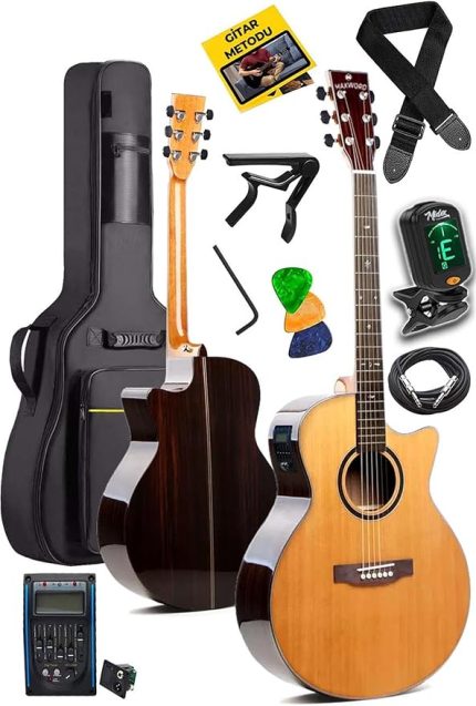 M501-EQ Profesyonel Masif Ağaç Elektro Akustik Gitar Seti 4/4 Yetişkin Seri üst Segment