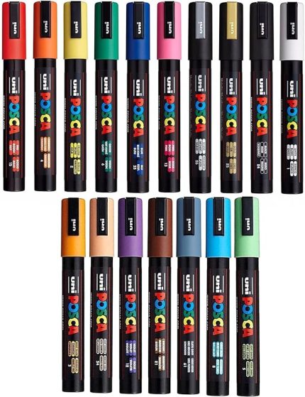 PC-5M – 17 Adet – Su bazlı Pigment Mürekkep Marker – Uç 2,5 mm