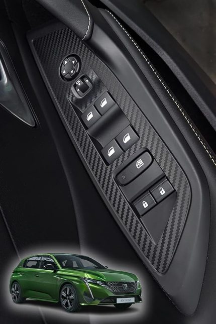 Design Peugeot 308 P5 ile Uyumlu İç Trim Folyo Kaplama Set Mat Karbon Siyah