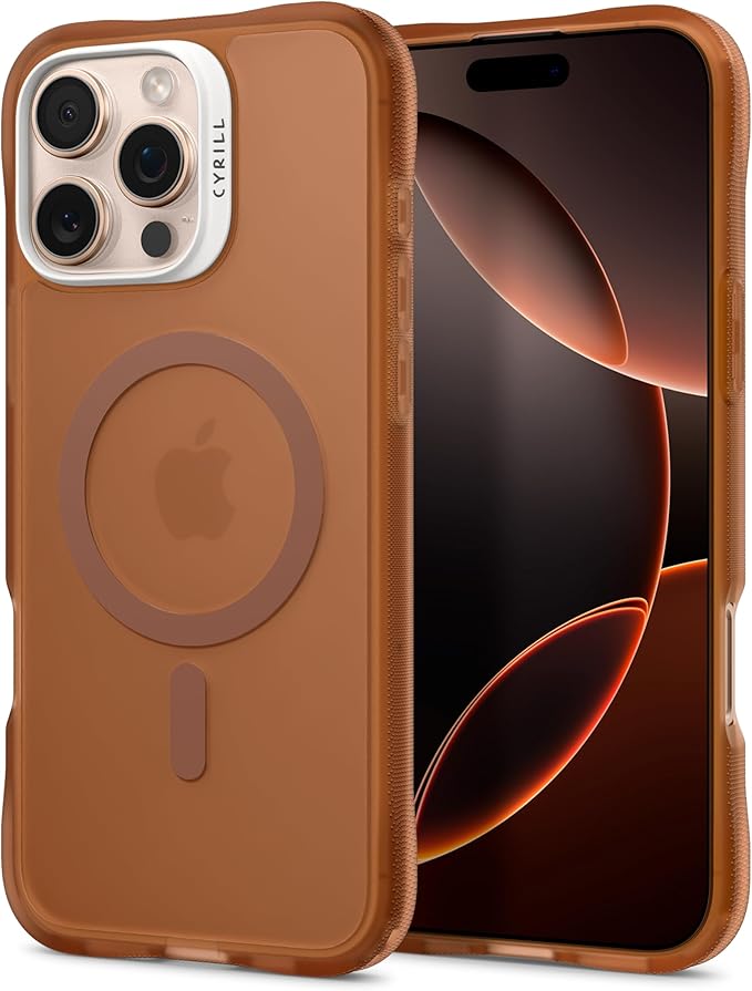 Ciel by CYRILL iPhone 16 Pro Max ile Uyumlu MagSafe Kılıf Ultra Sheer Mag Kaymaz Mikro Dokulu Kahverengi Şeffaf Kapak - ACS08246 (Spigen TR Garantili)