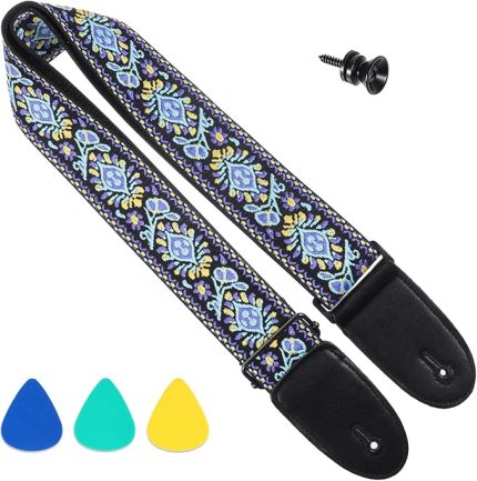 Askılı Jakarlı Çiçek, Hawaii Jakarlı Çiçek Ukelele Omuz Askısı, Ukulele veya Küçük Boy Gitar için, Soprano Konser Tenor Bariton Yaylı Aletler için Ukulele Omuz Askısı, 5 cm Genişliğinde