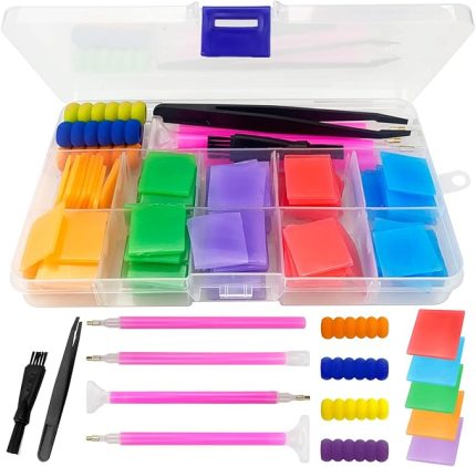 100 adet elmas boyama balmumu yapıştırıcı, elmas boyama kalemi yapıştırıcı, renkli elmas boyama mumu, kalem, sünger sap, cımbız, temizleme fırçası, 5D elmas boyama, nakış aksesuarı