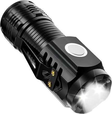 Süper Parlak 500 Lümen LED El Feneri | USB Type-C Şarjlı, 5 Modlu 3XE LED, Mıknatıslı & Klipsli, Kompakt ve Güçlü Işık Kaynağı