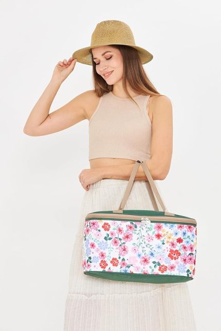 22 Litre Piknik/kamp Çantası Sepeti. Termal Termos Çanta (SICAK-SOĞUK KORUMA SAĞLAR) Flower