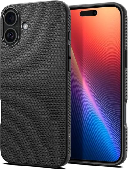 iPhone 16 Plus ile Uyumlu Kılıf Liquid Air Kaymaz Dokulu Yüzey Siyah Kapak - ACS08066 (Spigen TR Garantili)