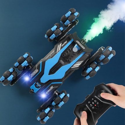 2.4 Ghz Uzaktan Kumandalı Full Fonksiyon Drift Atan 8 Teker Buharlı Akrobat Araba (kırmızı ve mavi iki renk seçeneği) (mavi)