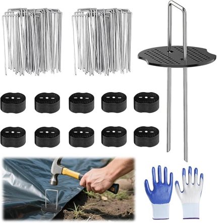 50 set toprak çivisi, toprak kazığı, yabani ot keçesi ekstra güçlü, toprak ankrajı, zemin kazığı, galvanizli, zemin keçesi, köstebek ağı, folyo, branda, zemin ankrajı, 50 tampon diskli