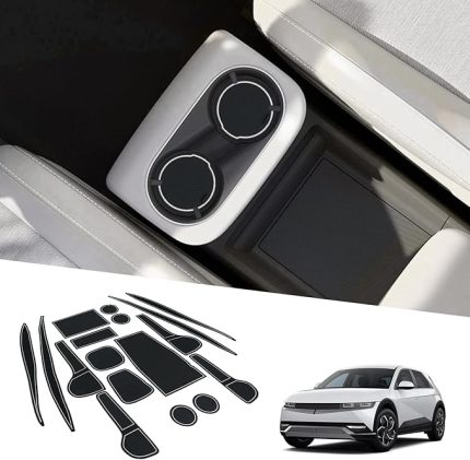 Hyundai Ioniq 5 2021-2023 ile uyumlu, kaymaz paspaslar, orta konsol, kolçak, kauçuk paspaslar, içecek tutucu, mat, kaymaz kapı dikişi paspasları, kapı yarığı matı, 17 adet