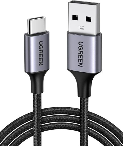 2.0 USB-A & USB-C Örgülü Şarj ve Data Kablosu, 1 Metre, Siyah, 60126