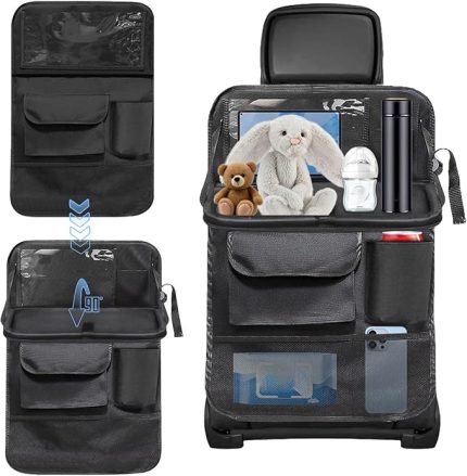 Charme * Koltuk arkası koruma düzenleyici, araç arkalığı koruması, çok cepli düzenleyici, katlanır masalı araç koltuğu düzenleyici, 11 inçe kadar tablet için 8 cep