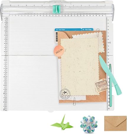 Katlanabilir kazıma kağıdı kesici, 2'si 1 arada, A4 kağıt kesme makinesi, hediye kağıdı için, taşınabilir kağıt kesici, giyotin, ev ofis okul için kağıt kesici