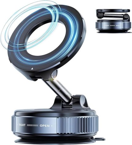 Araç içi ve Masaüstü 360 Derece Dönebilen Vakum Özellikli Magnetik Telefon Tutucu