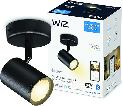 Imageo 1'li spot ayarlanabilir beyaz, tavan lambası, kısılabilir, sıcak ila soğuk beyaz, Wi-Fi üzerinden uygulama/ses ile akıllı kontrol, siyah - Görsel 5