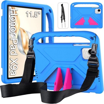 Honor Pad X9a/X9 için çocuk kılıfı, 11,5 inç, Eva hafif, darbeye dayanıklı koruyucu kılıf, çocuk saplı ve omuz askılı, mavi