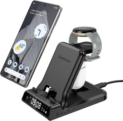 Google Cihazları için 3'ü 1 Arada Şarj İstasyonu, Google Pixel Watch, Google Pixel Fold/7A/7/7 Pro/6/6 Pro/5/4/3/XL, Pixel Buds Pro/Buds için 25W Katlanabilir Hızlı Şarj Stnad
