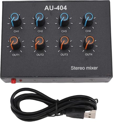 USB Audio Mikser Müzik Alüminyum Alaşım 20Hz-20kHz DJ Board 4 Kanal Mikser Stereo Mini Ses Kurulu