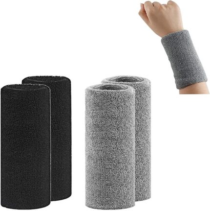 bandı bilek uzun 2 çift ter bandı kol siyah, gri ter bandı erkek ve kadın için ter bandı spor spor koşu bisiklet jogging futbol tenis tam top