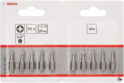 Professional Zubehör 2607001555 Schrauberbit Extra-Hart PZ 1, 25 mm, 10 Stück