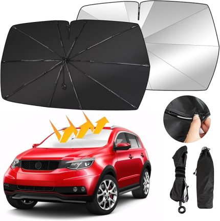 Katlanabilir Ön Cam Araba Güneşliği - Katlanır Yaylı UV Koruması - Ön Cam İçin Uygun - 150 x 82 cm