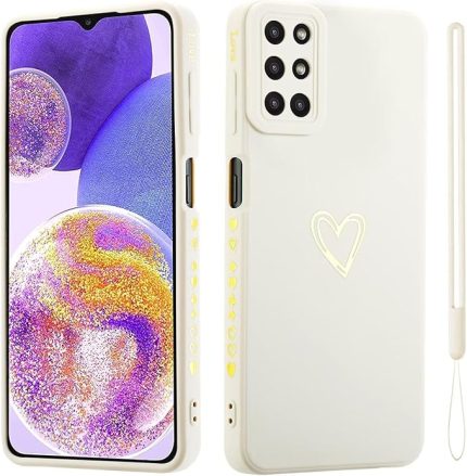 ESONG Silikon Cep Telefonu Kılıfı OnePlus 8T için Koruyucu Kılıf Sevimli Aşk Kalp Şeklinde Kızlar/Kadınlar için, Ultra İnce Tampon Telefon Kılıfı El Kayışlı Kapak, Kamera Korumalı Kılıf, Beyaz