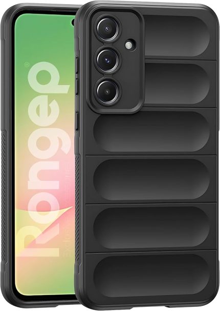 Samsung Galaxy A56 için Koruyucu Kalın Yapılı Rugged TPU Silikon Kılıf Kamera Yükseltili İçi Süet Dokulu Kenarları Darbe Emici ve Kayma Önleyici Özellikli Tam Kaplayan Koruyucu Kılıf (Siyah)