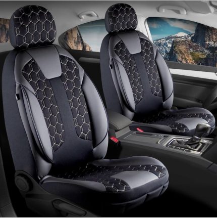 Yaris Cross ile Uyumlu Lüx Deri Detaylı Oto Koltuk Kılıfı Ön Arka Takım Cyrus SİYAH BEYAZ