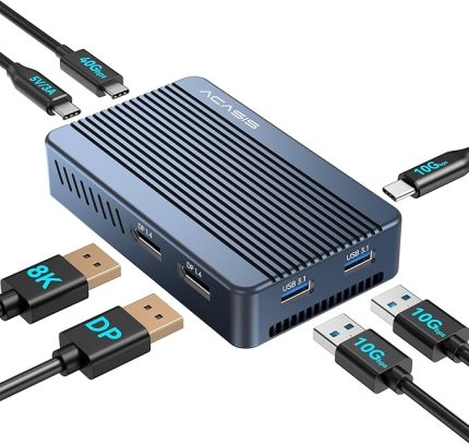 40Gbps M.2 NVMe SSD Muhafazası, Soğutma Fanlı TBU405 Plus, 2 x DP1.4, 2 x USBA 3.1, M1 M2 Pro/Max için 1x USB C 3.1, USB4/3.2/3.1/3.0/2.0, SSD Boyutu 2280B Desteği M anahtar