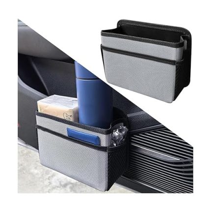 Araç çöp kutusu, araç düzenleyici, sızdırmaz araç saklama torbası, Oxford bezi, araba koltukları için saklama kutusu, araba kapısına asılan saklama kutusu, çöp kutusu, evrensel (gümüş gri)
