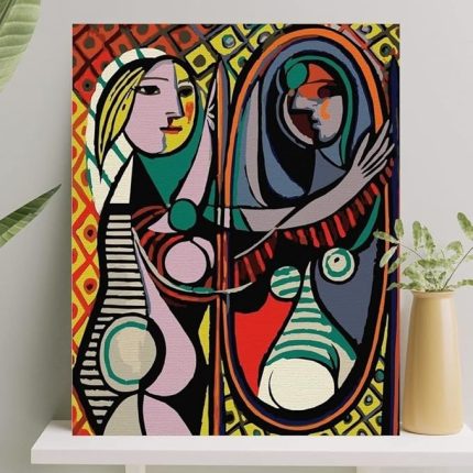 Hobi Sanat Sayılarla Boyama Tuval Seti Fırça Boya Dahil (Çıtalı) 40x50 CM - Aynadaki Kadın