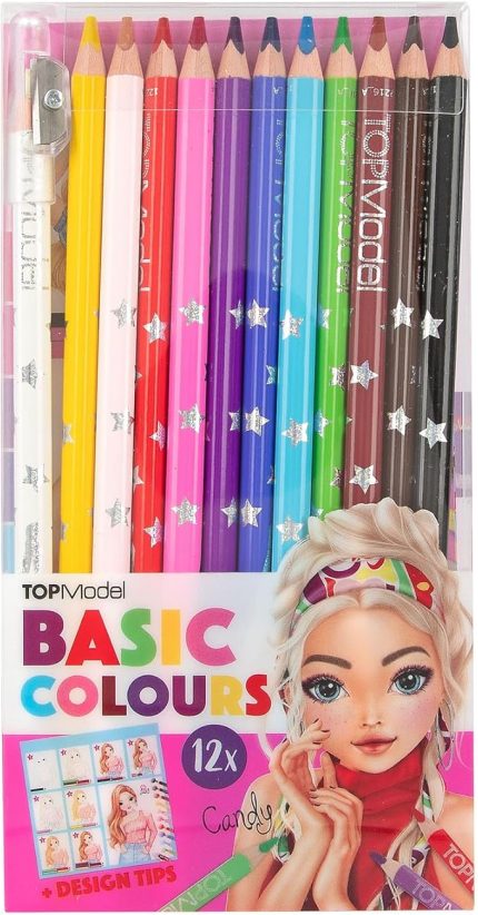 12216 TOPModel - Basic renkli kalem seti, kutuda 12 renk, kalemtıraş ve boyama okullu kitap, okul ve boş zamanlarda boyama için