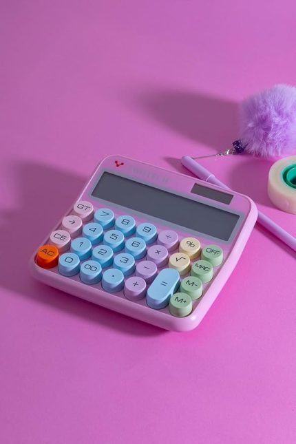 Hesap Makinesi Geniş Ve Renkli Tasarım (Güneş Enerjili) - BL21255 (Pembe)