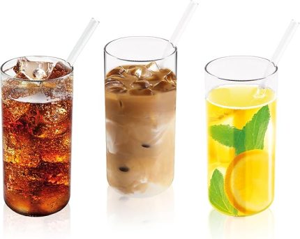 Borasilikat Cam Sıcak - Soğuk Meşrubat Bardağı Seti (3 adet cam Pipet Hediyeli)