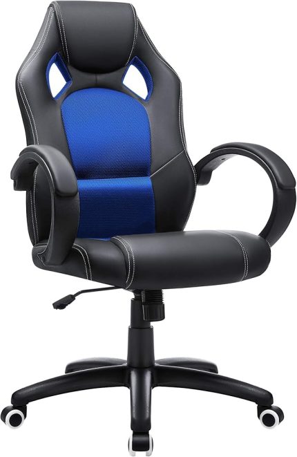 Yarış Koltuğu, Ofis Koltuğu, Oyuncu Koltuğu, Yönetici Koltuğu, Döner Sandalye, Poliüretan, Siyah/Mavi, Obg56L